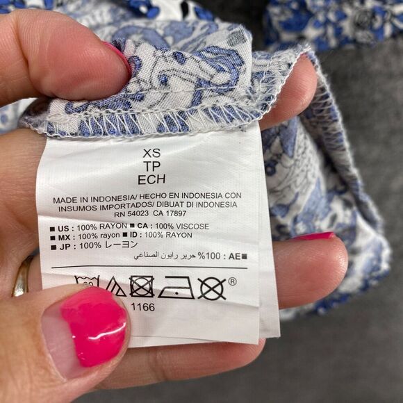 Old Navy Dress Women XS Maternity Blue Floral Shift Short Zipper Long Sleeve - Picture 6 of 9